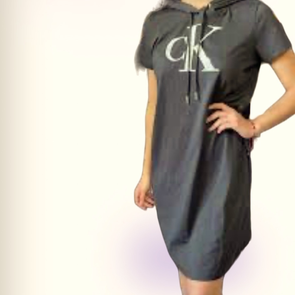 Calvin Klein shortsleeve logo hoodie  dress Sz XL - Picture 13 of 13